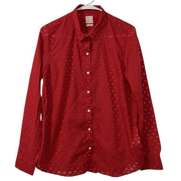 Gap Fitted Boyfriend Red Button Sheer Shirt(Size Large) - Picture 3 of 8